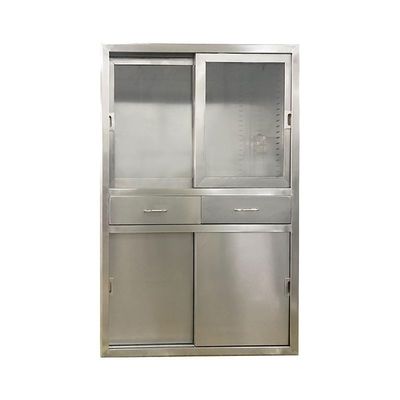 Tempered Glass Anesthesia Stainless Steel Medical Cabinet Sliding Door