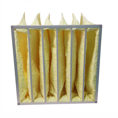 yellow Water Resistant MERV14 Pocket Air Filters For HVAC Systems